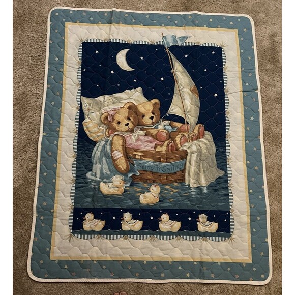 Cherished Teddies ? Smooth Sailing Love Will Keep Us Together Baby Quilt 35 X 44 - Picture 4 of 5